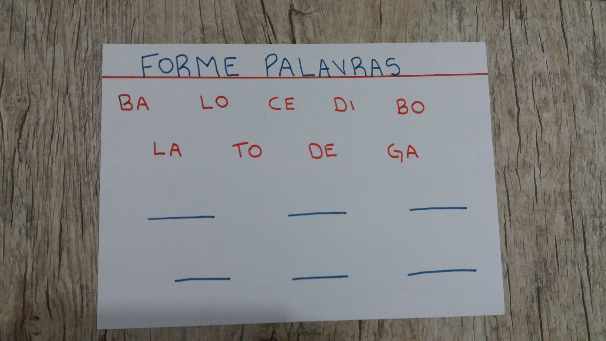 Forme palavras (Jardim II)